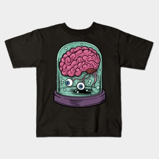 Brain In Glass Jar With Eyes Kids T-Shirt